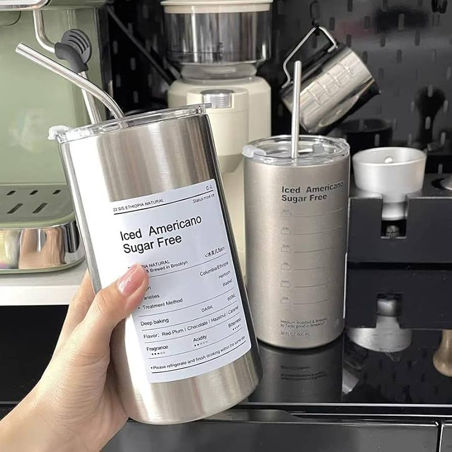 Stainless Steel Ice Coffee And Tea Tumbler, Portable Leakproof Coffee Tumbler, Travel Insulated Car Tumbler With Lid Stainless Steel Ice Coffee And Tea Tumbler, Portable Leakproof Coffee Tumbler, Travel Insulated Car Tumbler With Lid